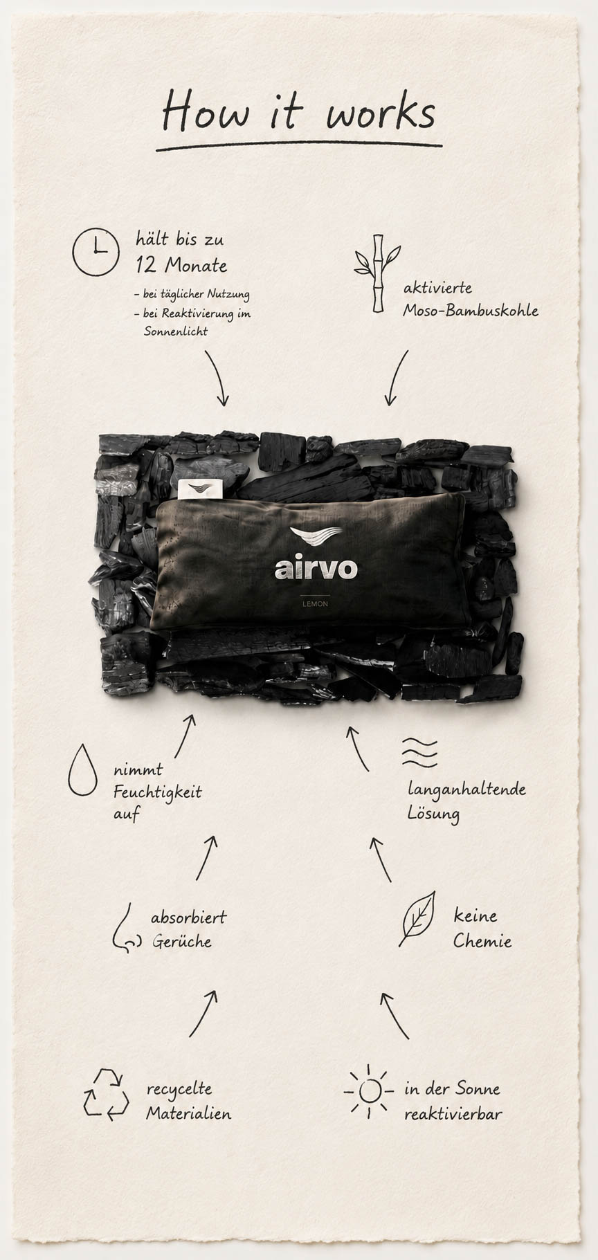 So funktioniert AIRVO – Aktivierte Moso-Bambuskohle